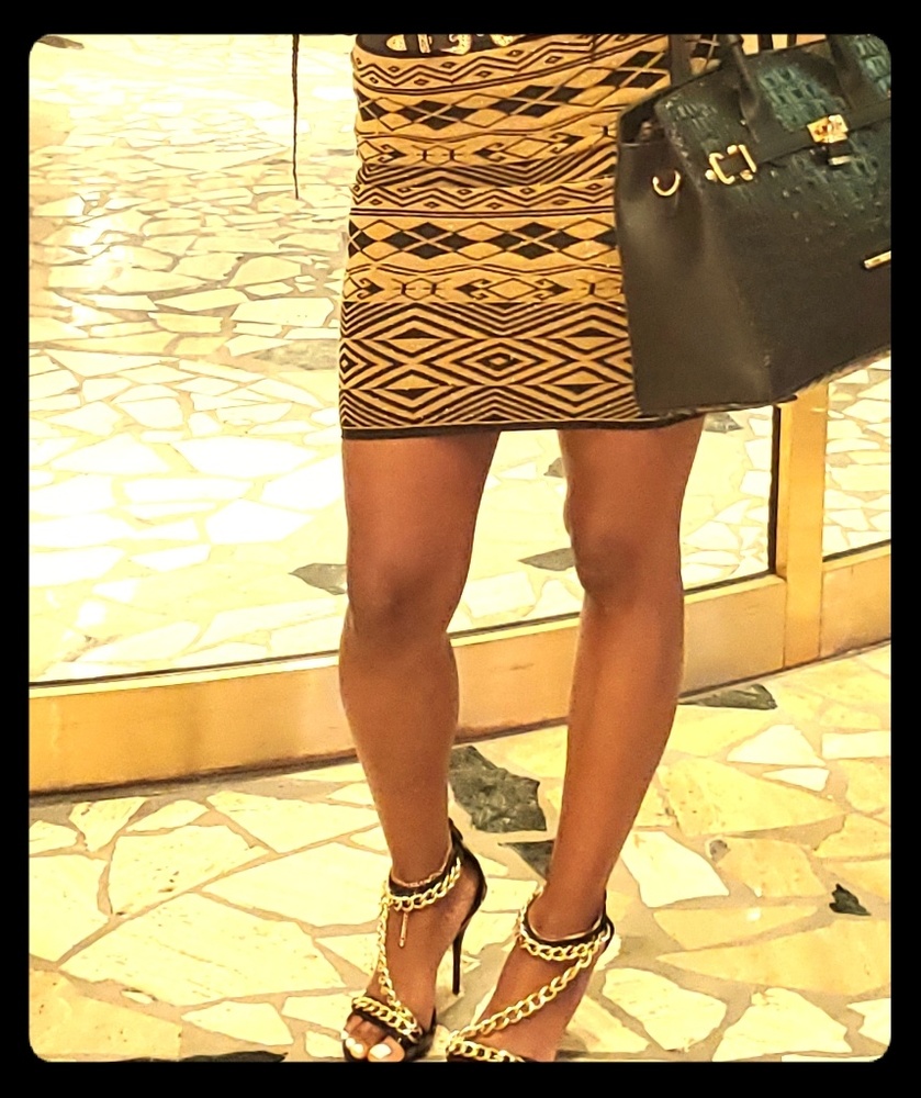 Gold & Black Midi Skirt